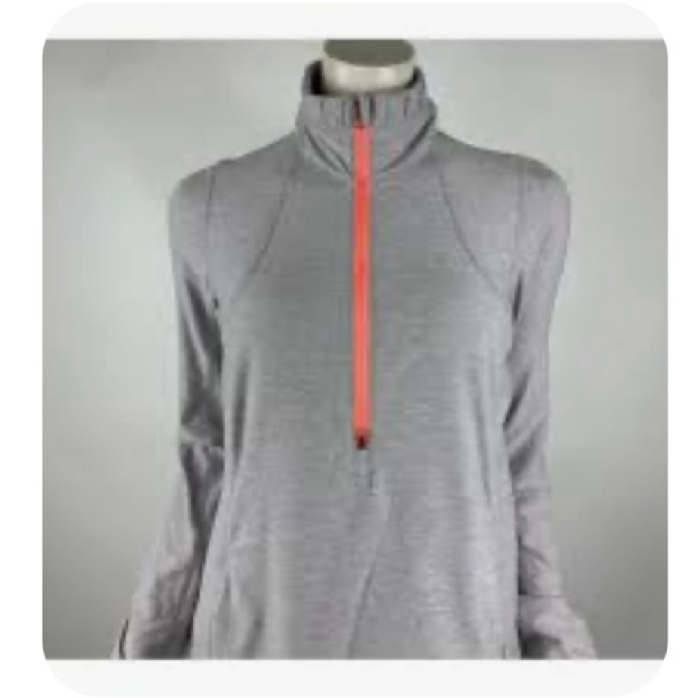 Lululemon Gray Quarter-Zip Pullover with orange Accent